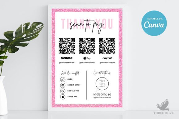Download Pink Glitter Scan to Pay Template - Scan to pay Collection