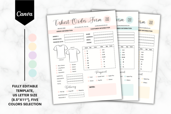 Download Custom T-Shirt Order Form Canva Template - Order form canva Collection