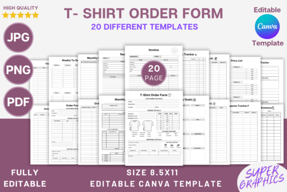 Download Editable T-Shirt Order Form Canva Temp - Order form canva Collection