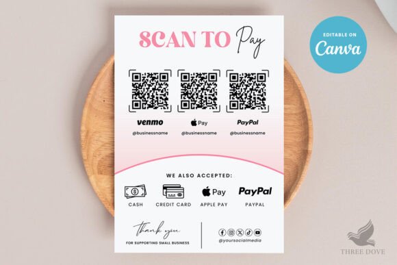 Download Editable Pink Scan to Pay Template - Scan to pay Collection