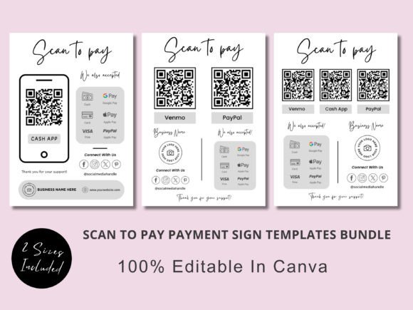 Download Scan to Pay Qr Code Sign Template Bundle - Scan to pay Collection