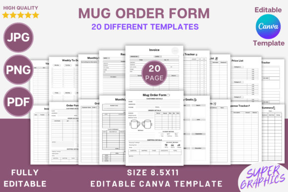 Download Editable Mug Order Form Canva Template - Order form canva Collection