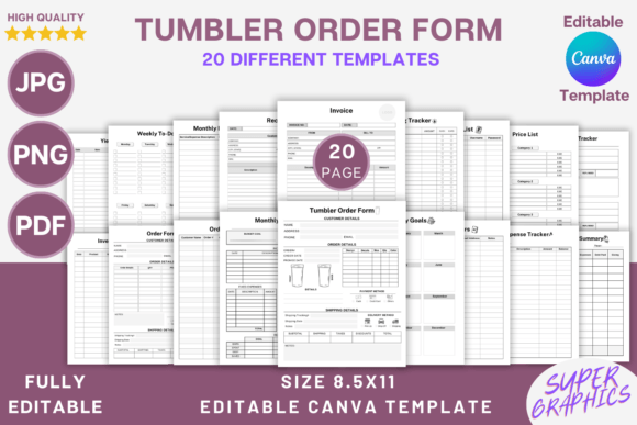 Download Editable Tumbler Order Form Canva Temp - Order form canva Collection